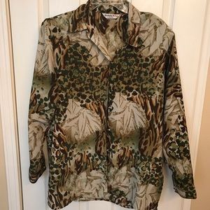 PM11018 Blouse Green and Cream